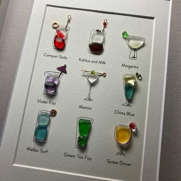 Sea Glass Cocktail Art Beach Bar Decor