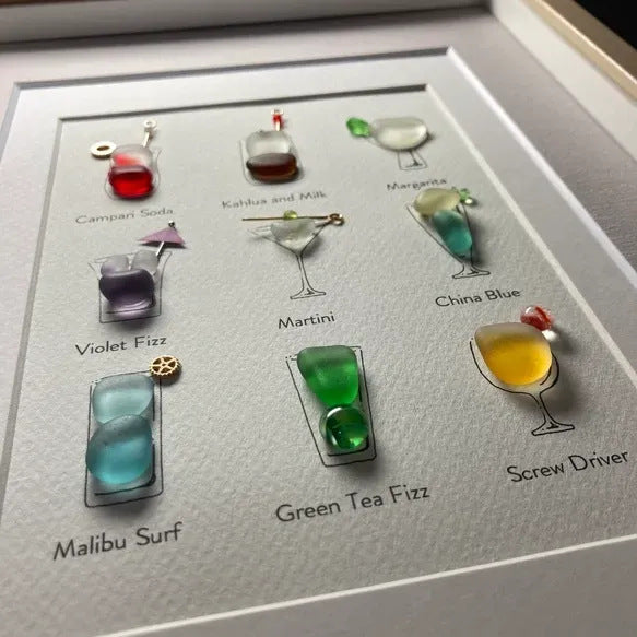 Sea Glass Cocktail Art Beach Bar Decor