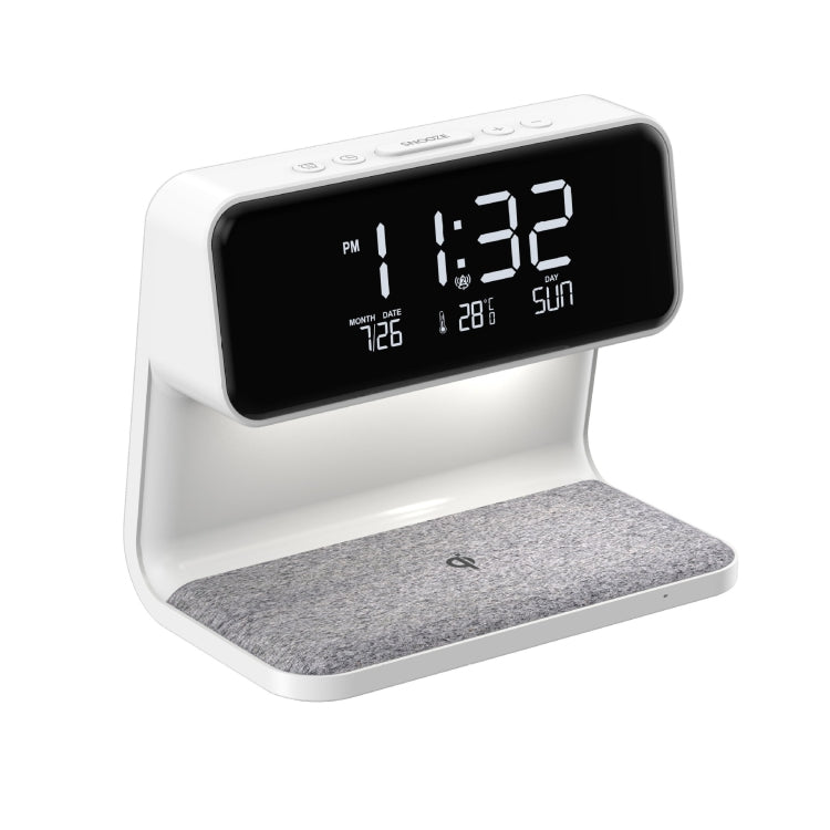 3 In 1 10W Wireless Charging Bedside Lamp LCD Screen Alarm Clock  Phone Charger,EU Plug