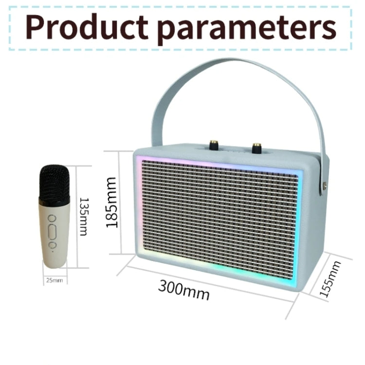 Leather Colorful Light Effect Karaoke Audio Retro Outdoor Bluetooth Speaker, Style: Single Speaker(Brown)